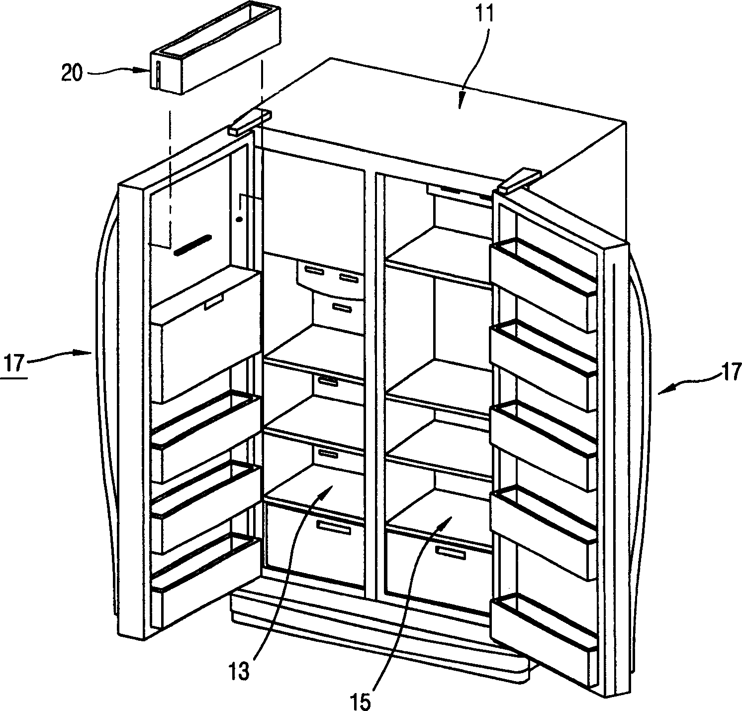 Refrigerator with adjustable storing basket
