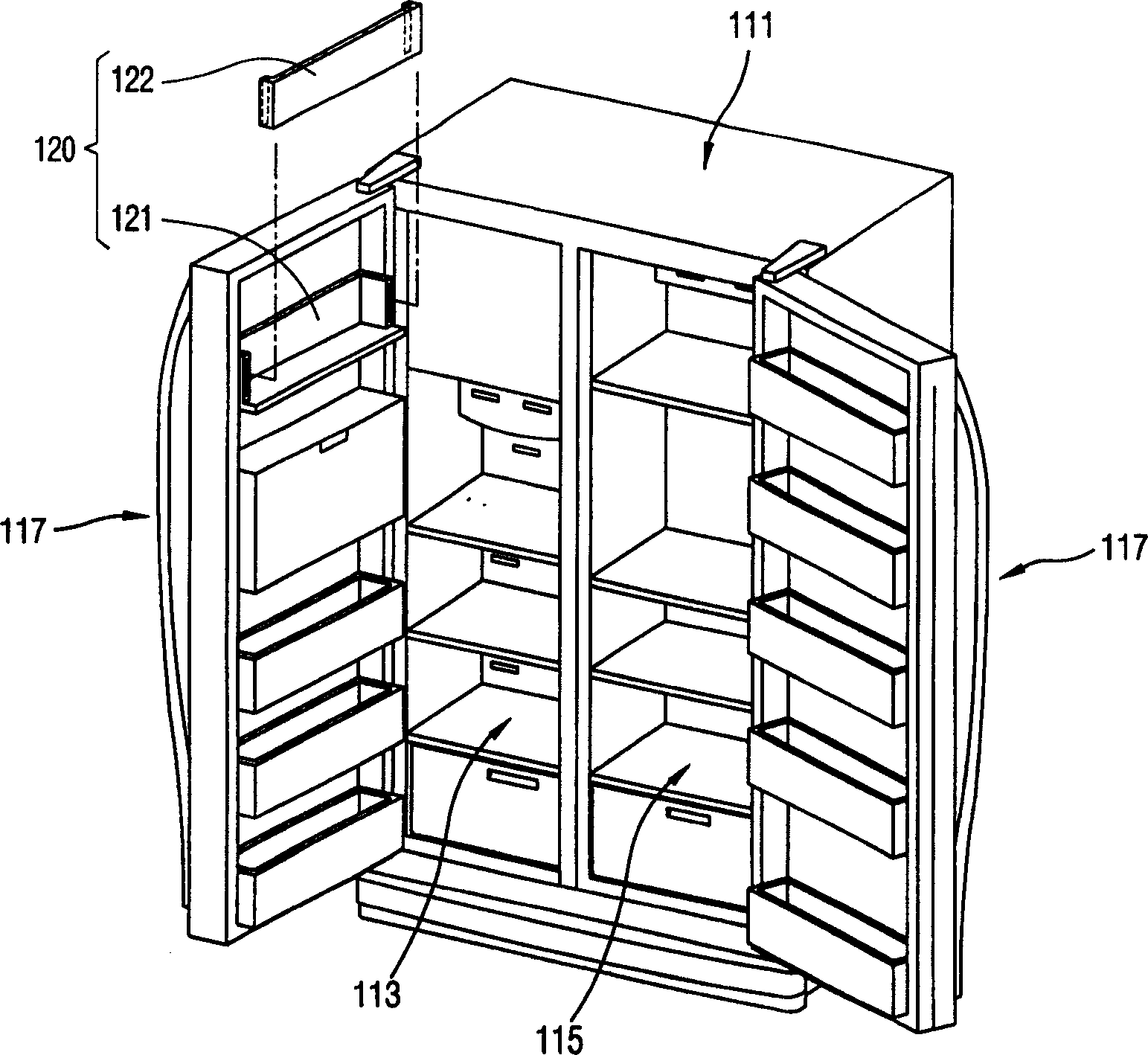 Refrigerator with adjustable storing basket