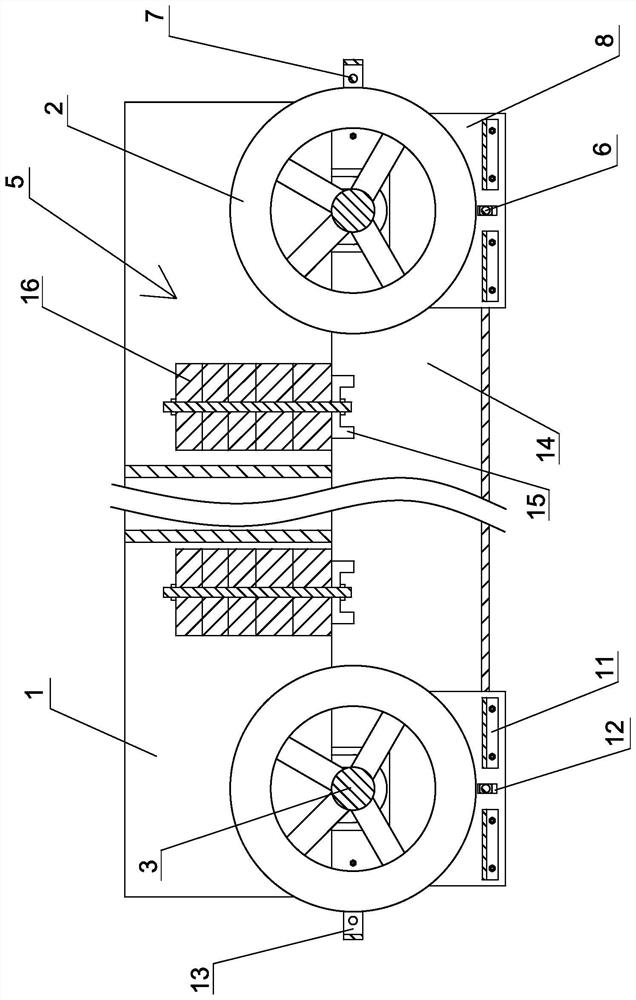 Elevator car bottom wheel mounting structure