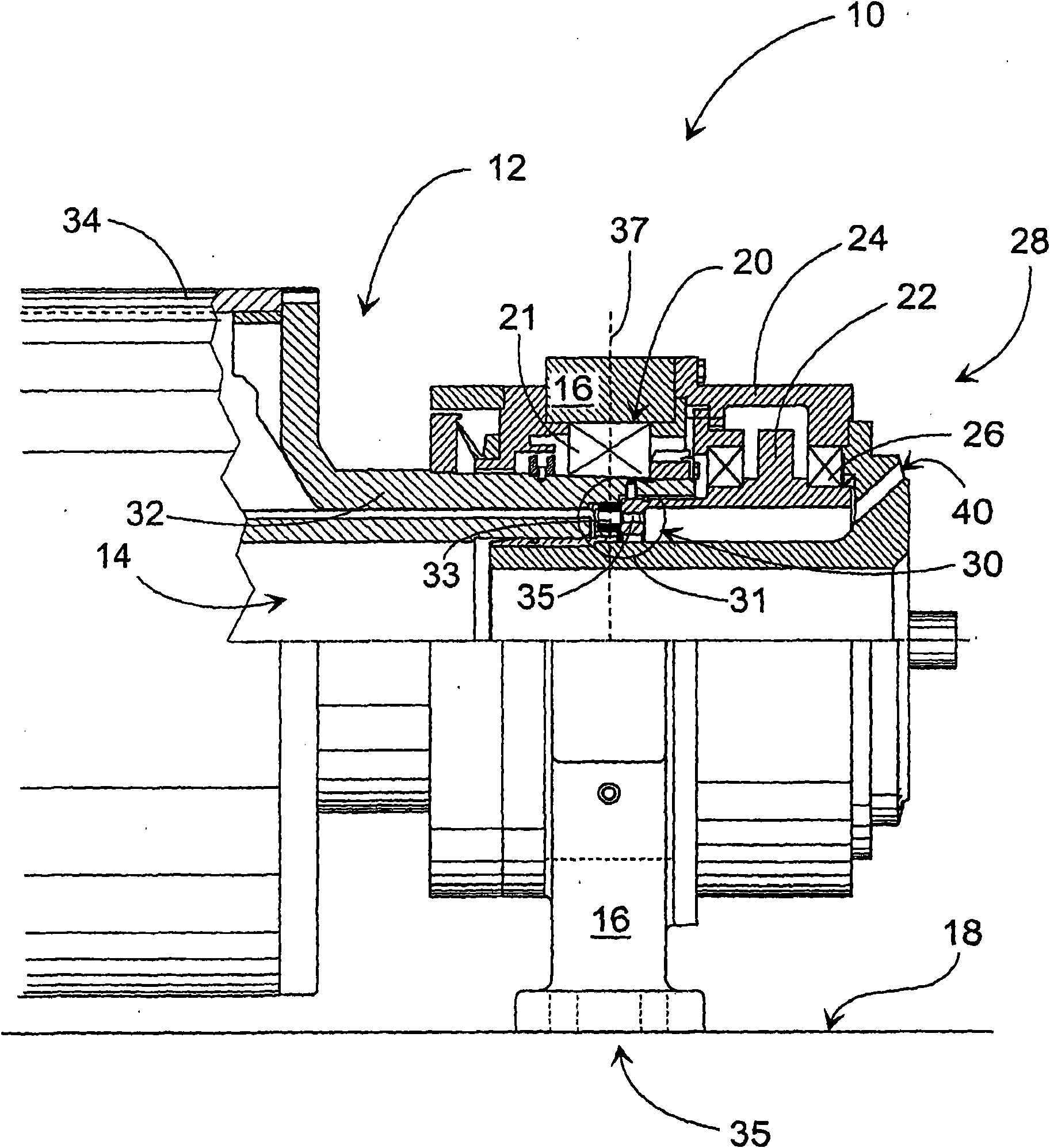 Gear-system arrangement for driving a vacuum roll and for supporting the internal structures of a vacuum roll