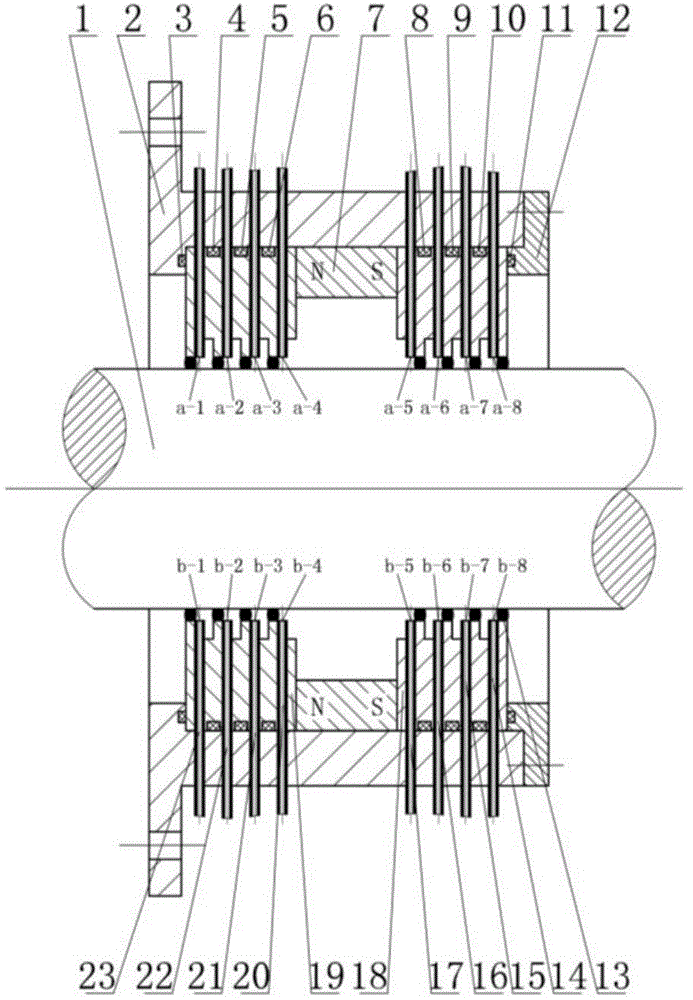 Peristaltic pumping circulation cooling type magnetic liquid sealing device