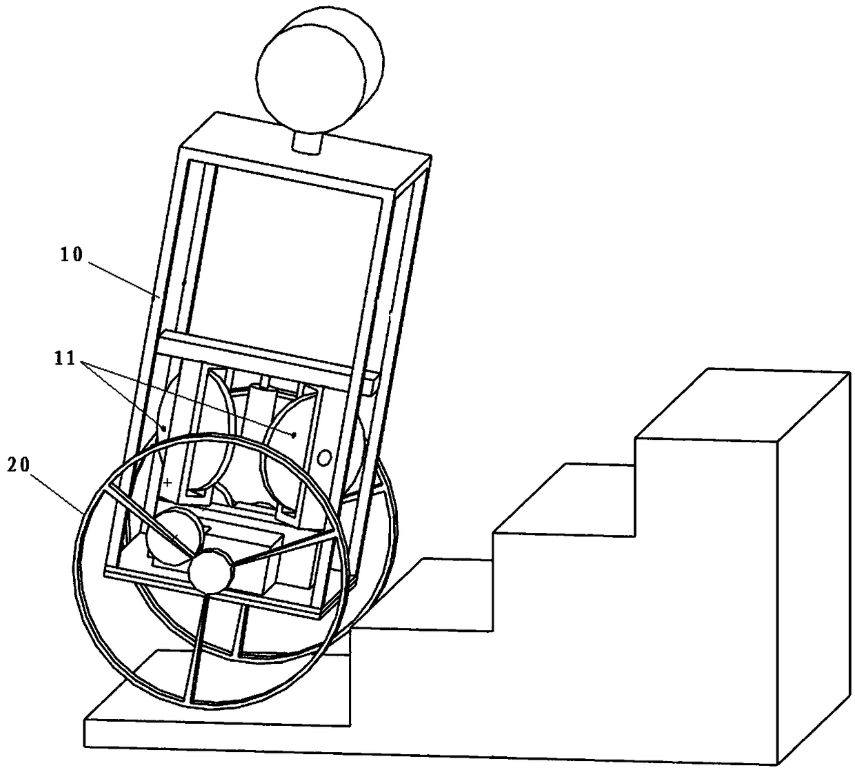 Method for continuously going up stairs and going down stairs of automatic rolling traveling device