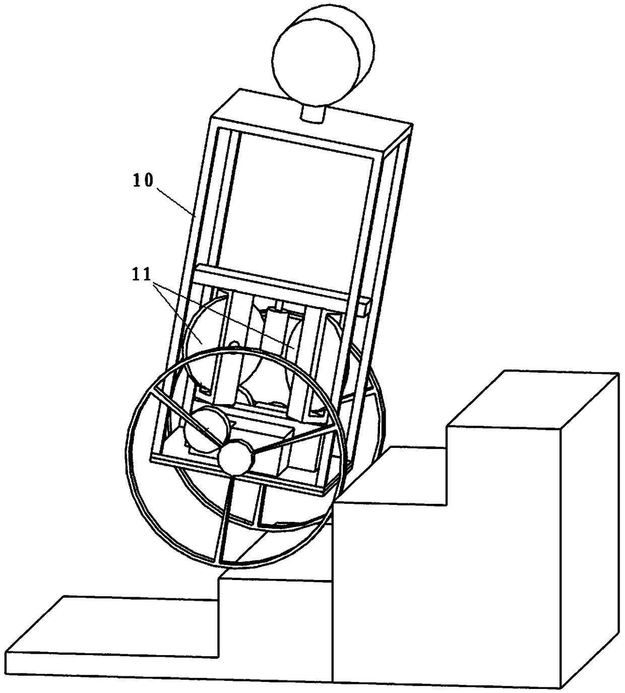 Method for continuously going up stairs and going down stairs of automatic rolling traveling device