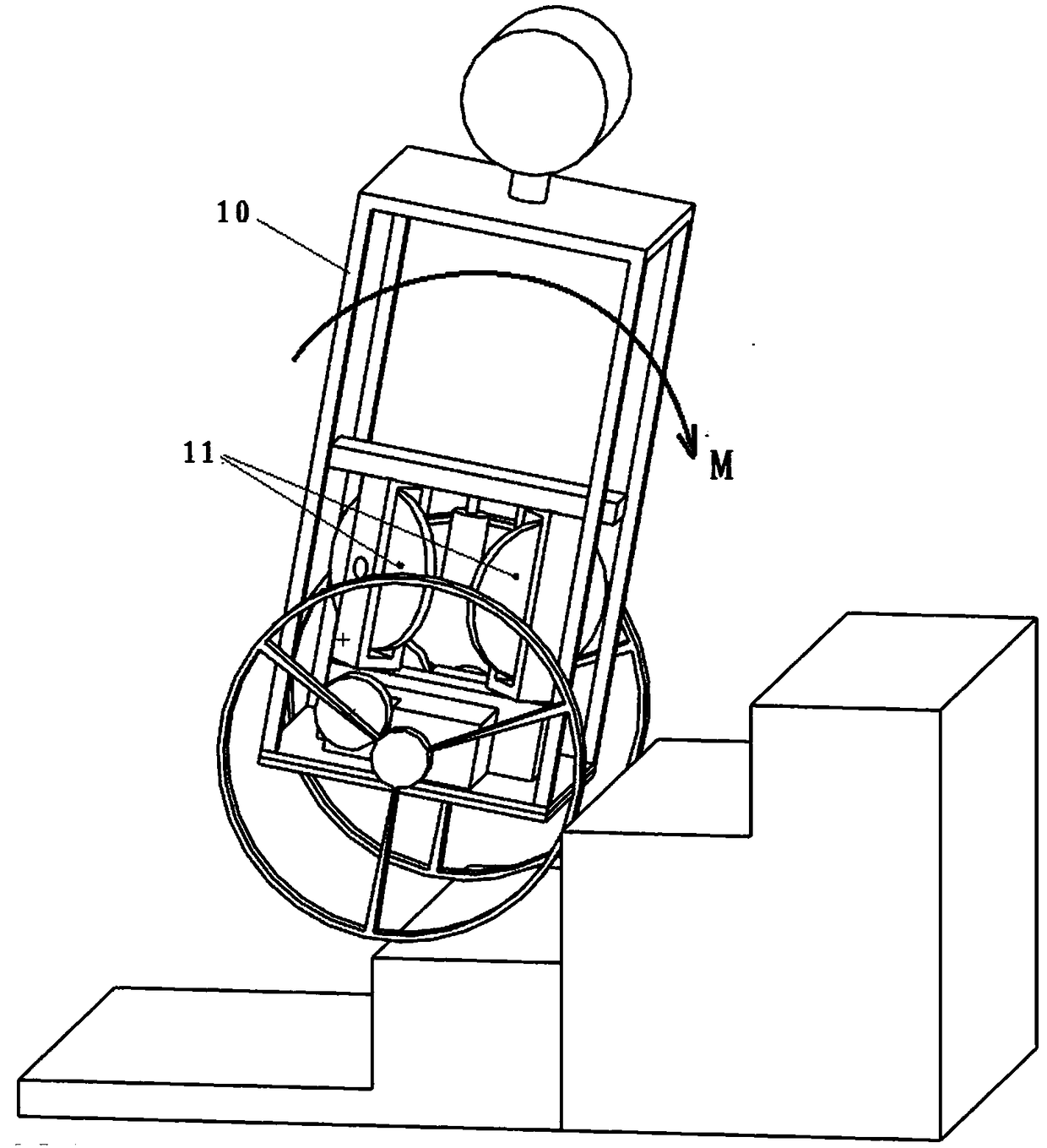 Method for continuously going up stairs and going down stairs of automatic rolling traveling device