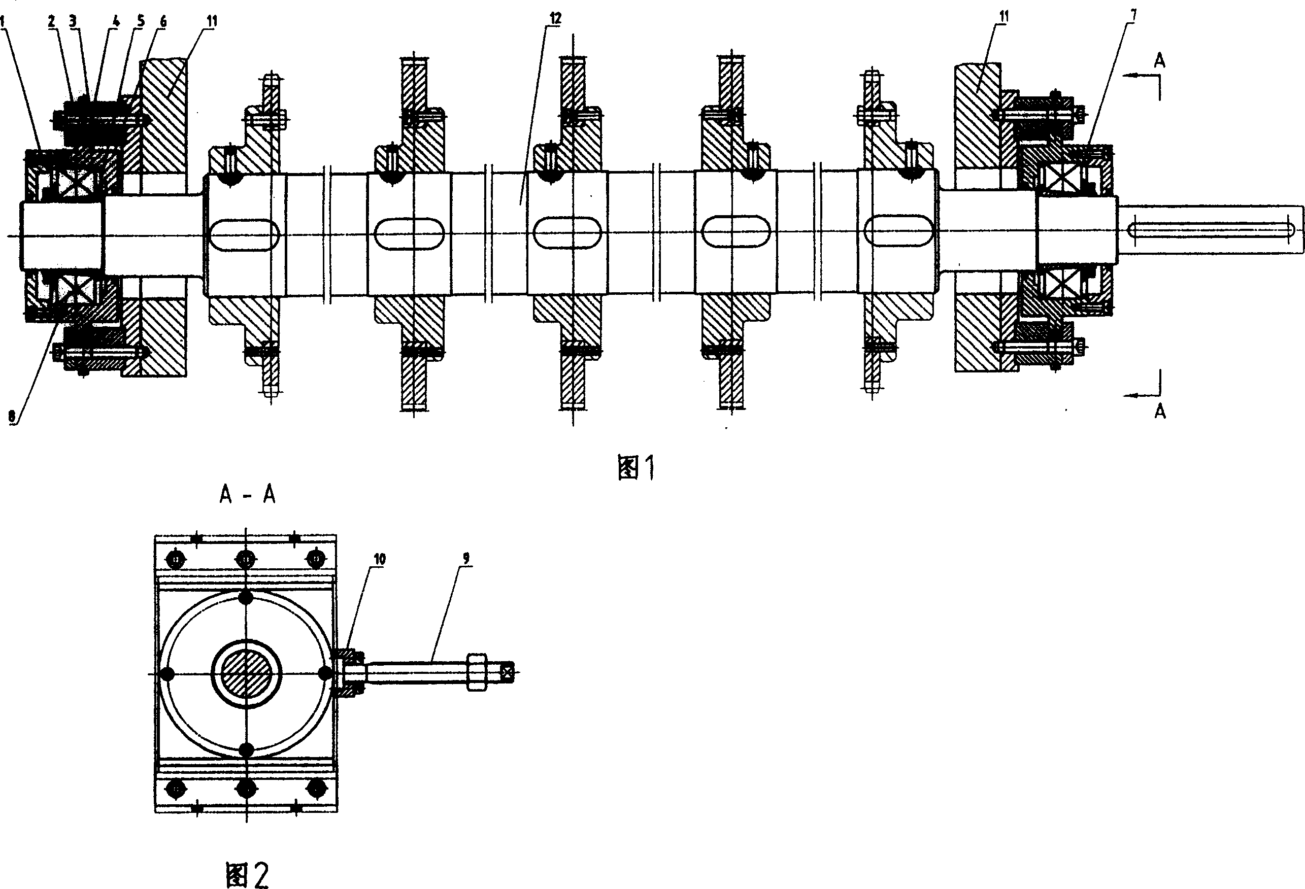 Feed shaft bearing block structure of flat pressing continuous press