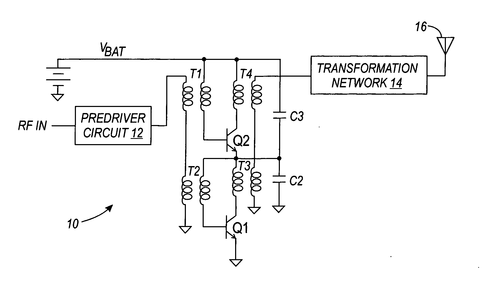 Stacked RF power amplifier