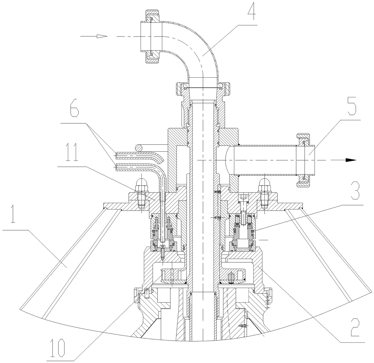 Adjusting method for increasing pressure of liquid phase outlet of disc separator