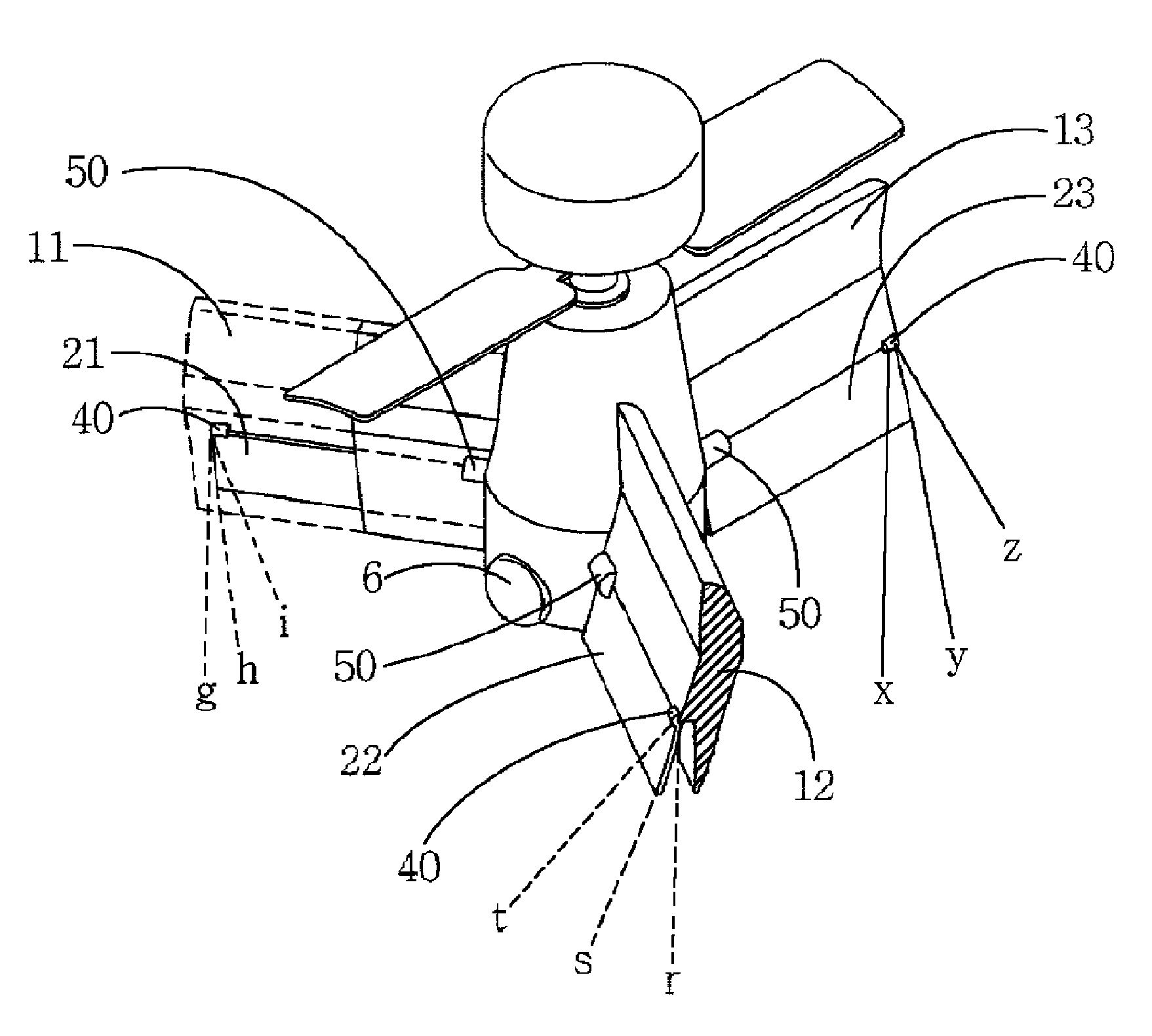 Bottom blade type trefoil flight vehicle