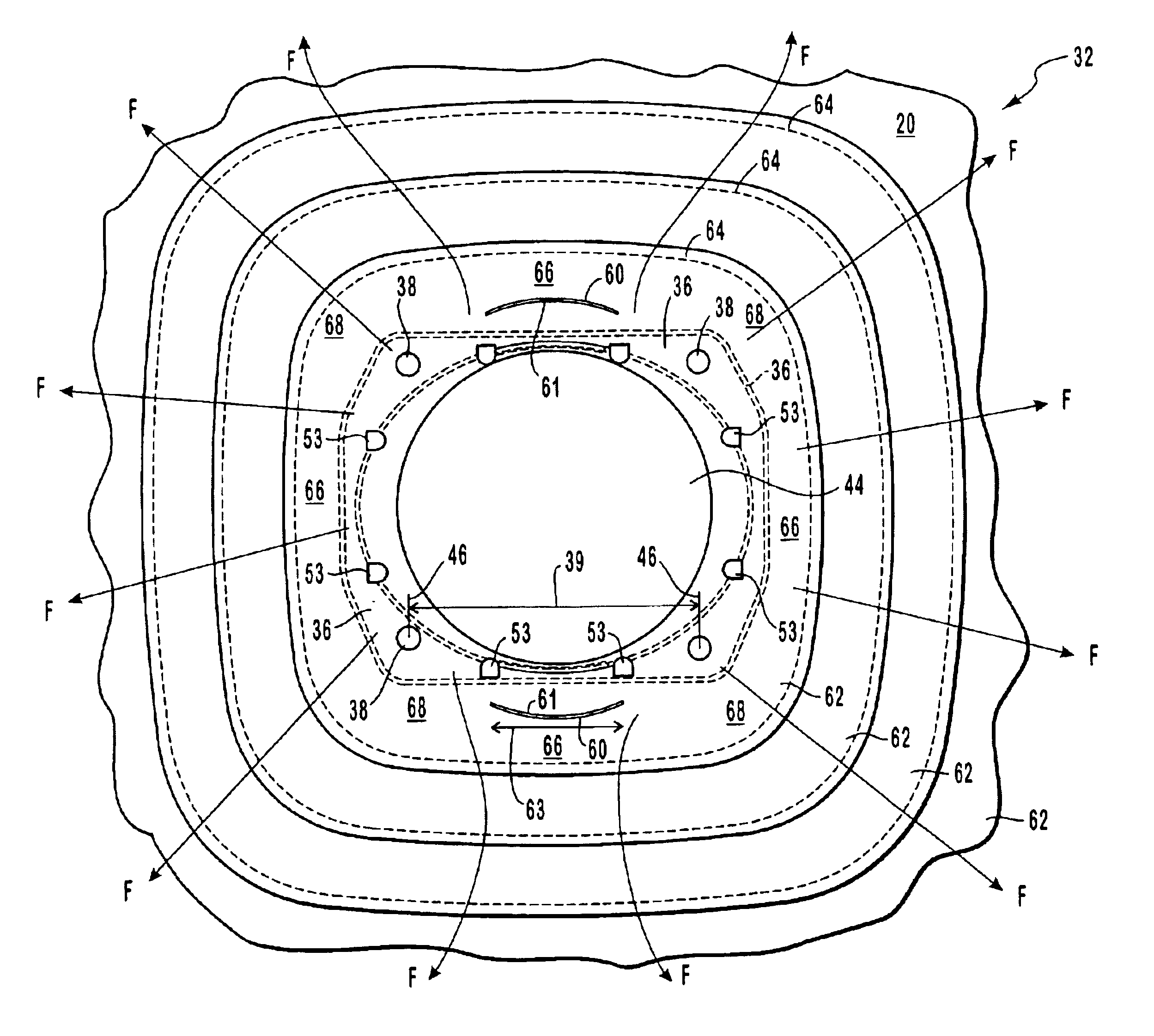 Load path control for inflatable airbag