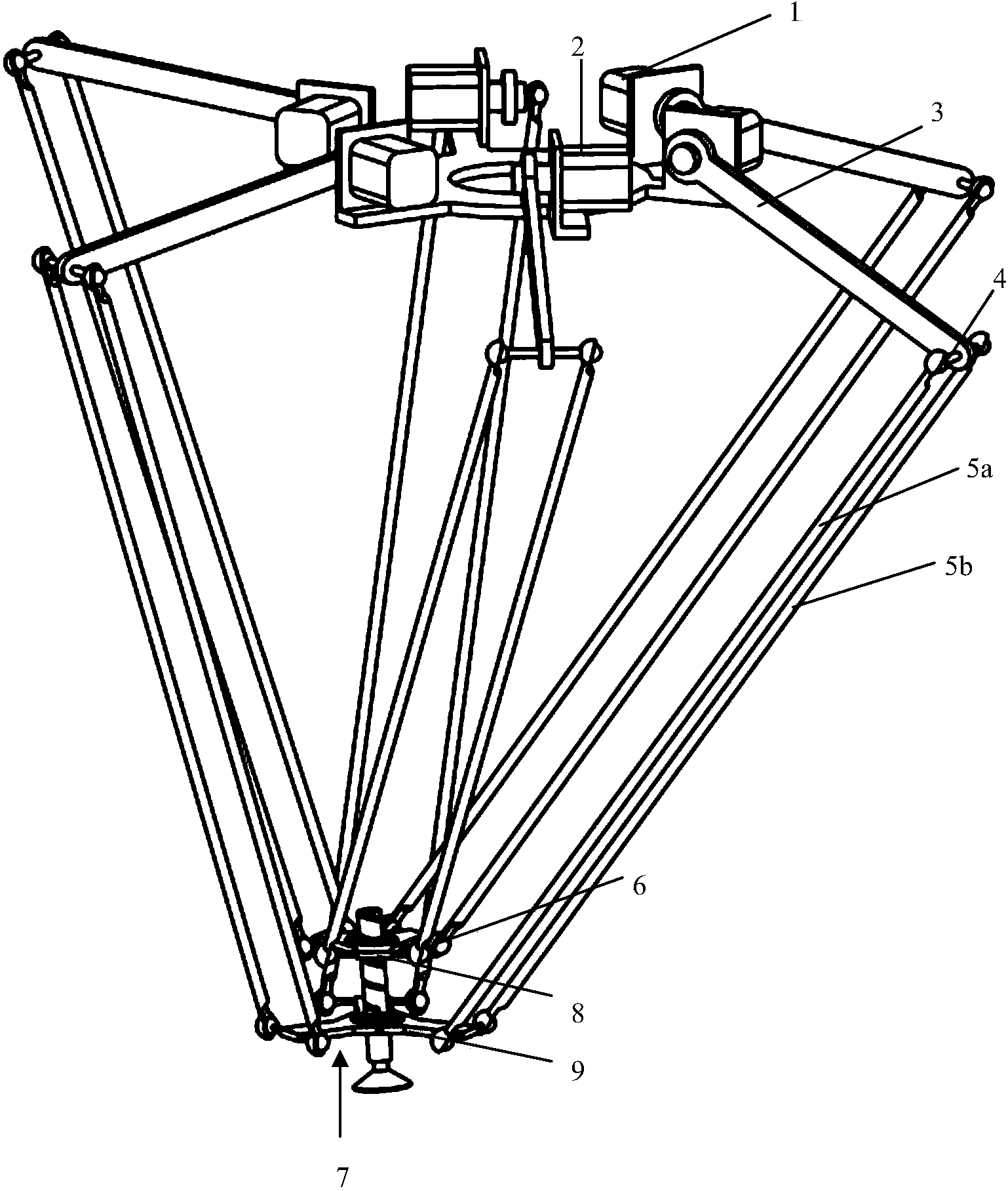 High-speed parallel manipulator with six degrees of freedom