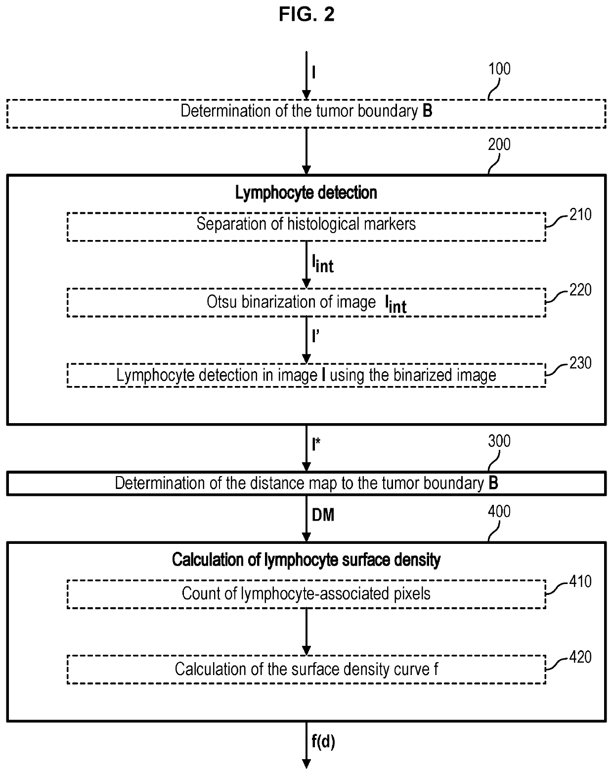 Process for determining the infiltration of biological cells in a biological object of interest