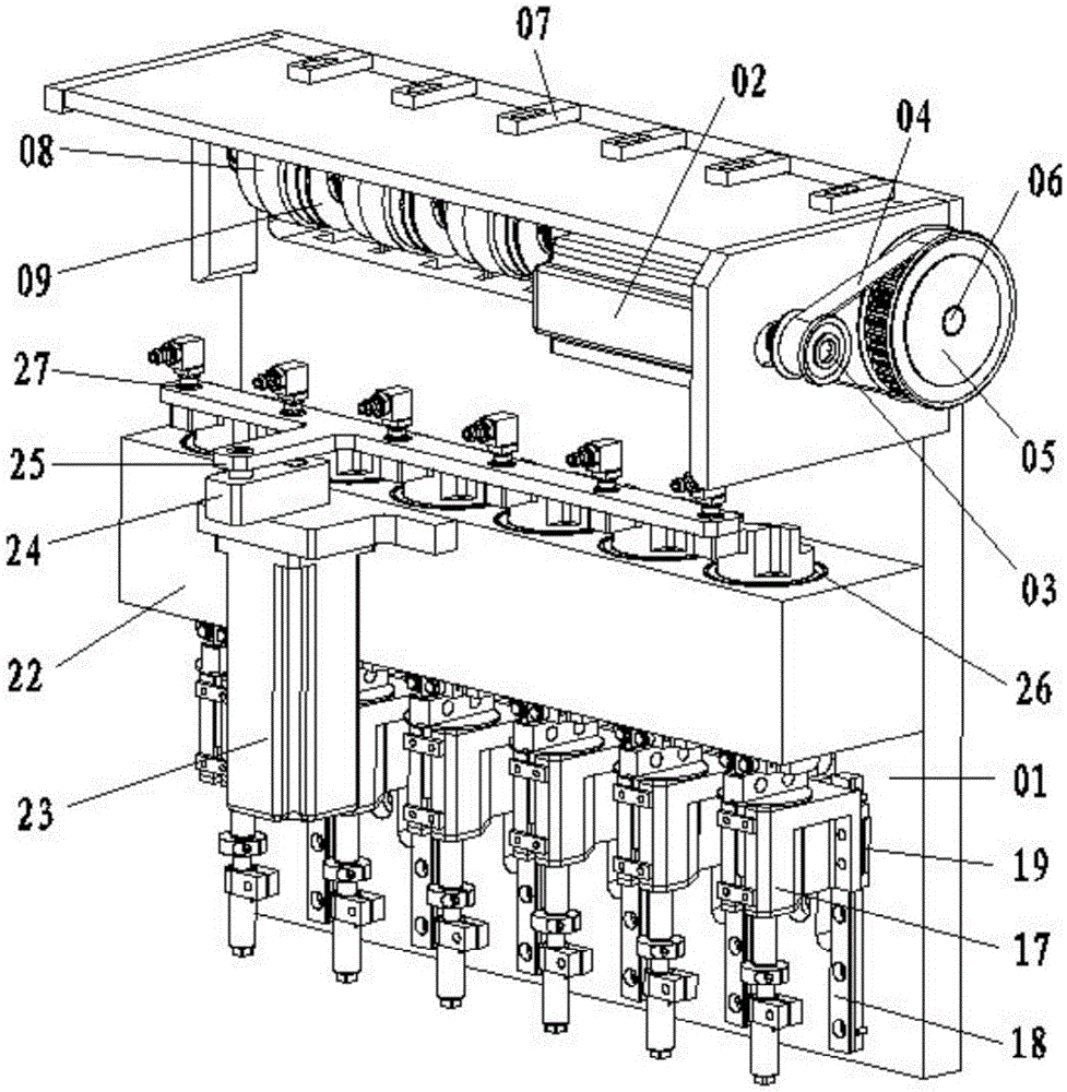 A multi-axis combined label handling device