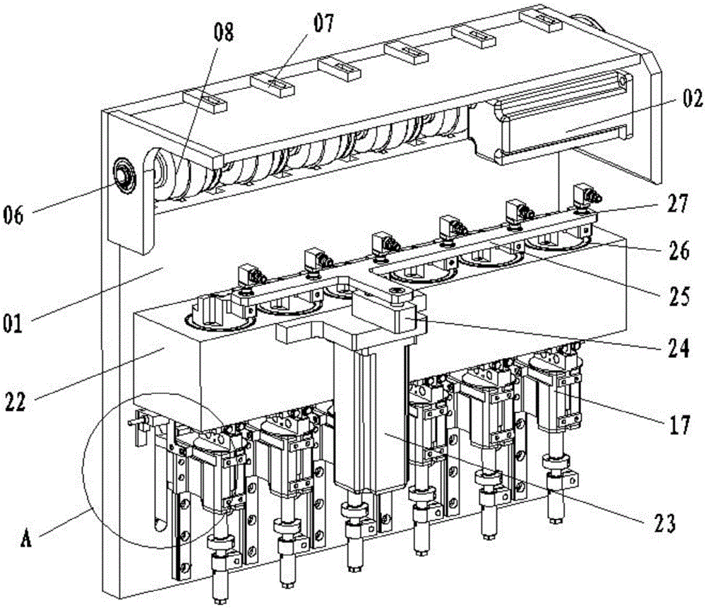 A multi-axis combined label handling device