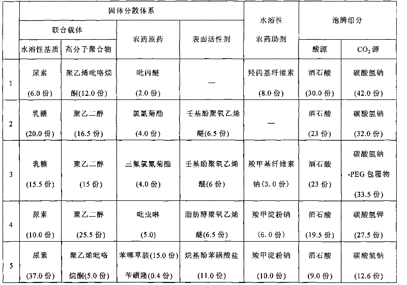 Pesticide effervescence combination and preparation method thereof