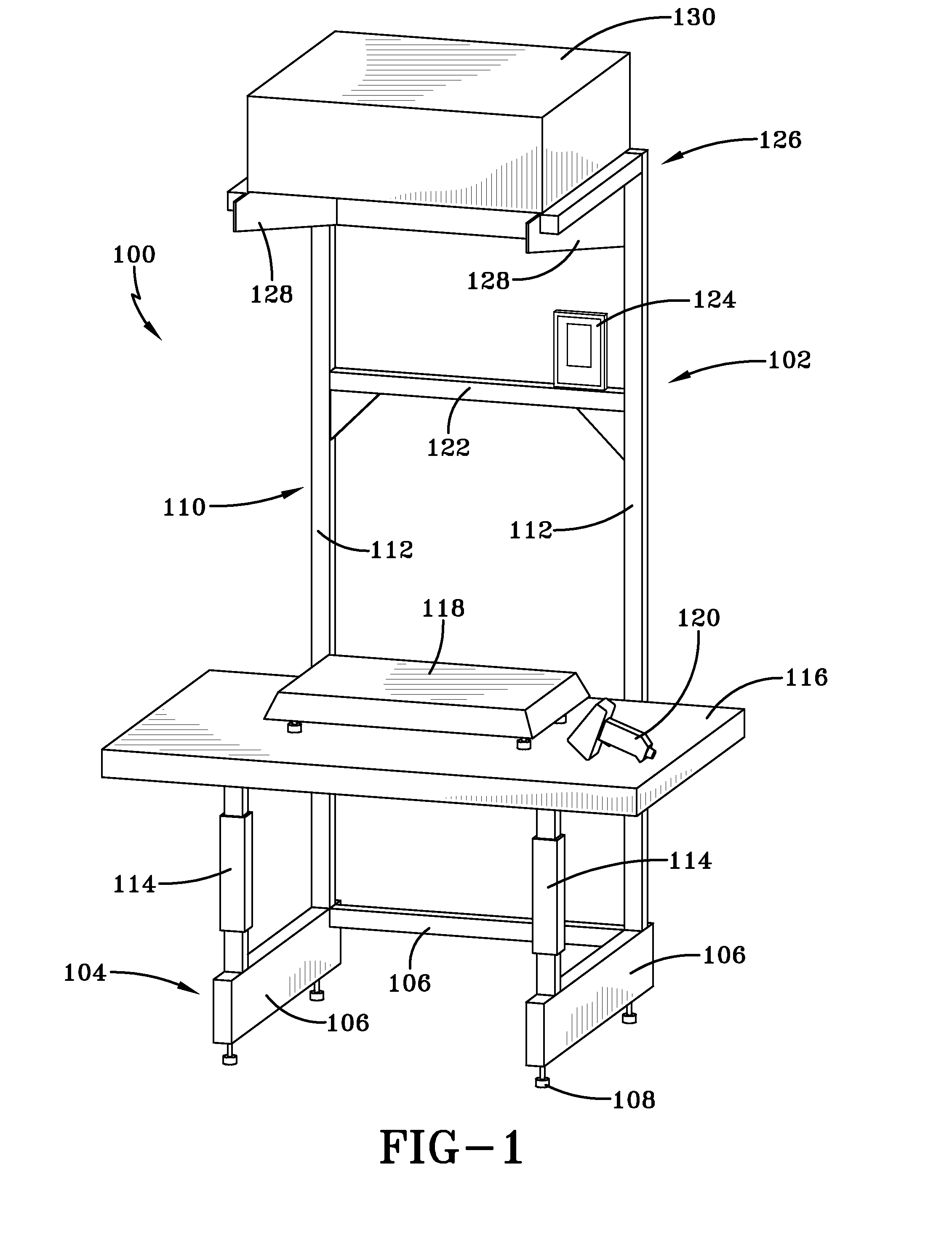 Weighing and dimensioning system and method for weighing and dimensioning