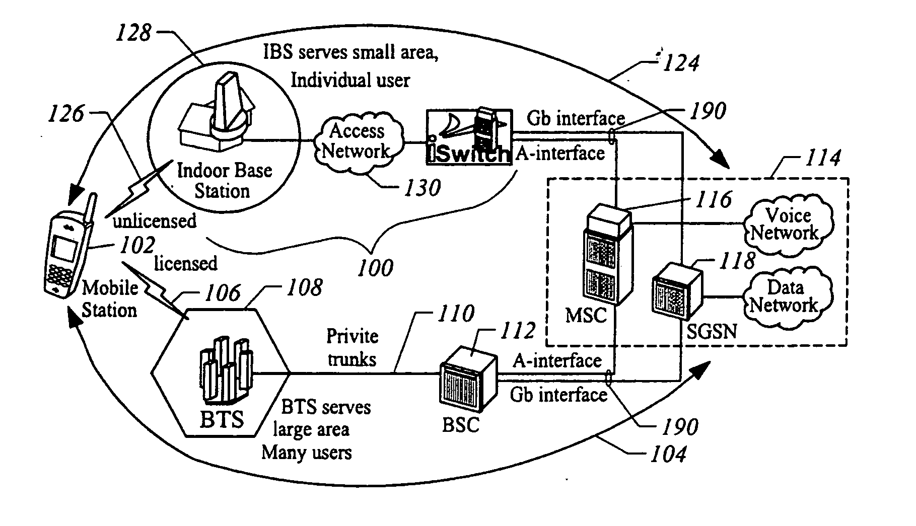 Apparatus and method for extending the coverage area of a licensed wireless communication system using an unlicensed wireless communication system