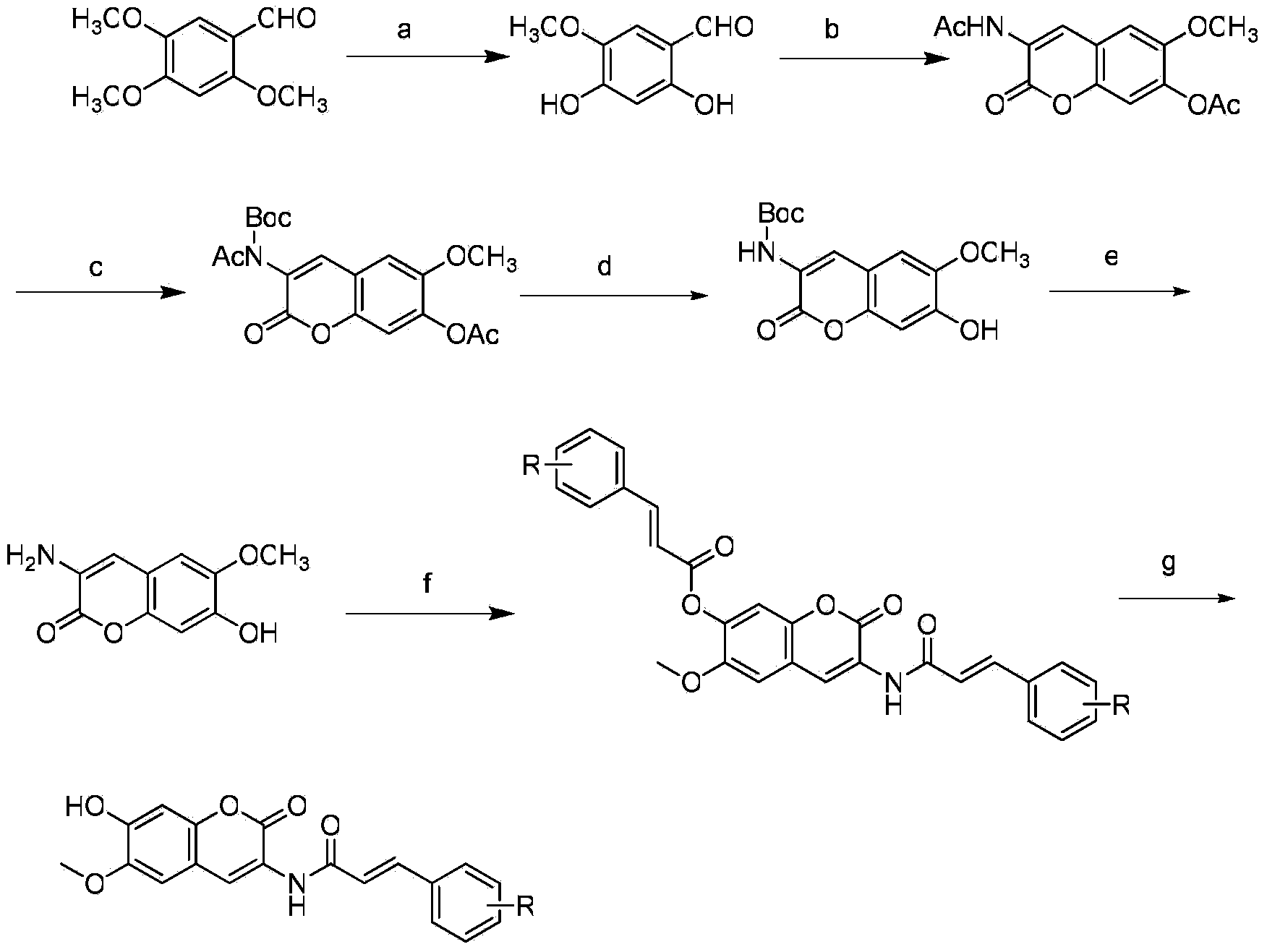 Scopoletin derivatives with anti-tumor activity, and preparation method and application thereof