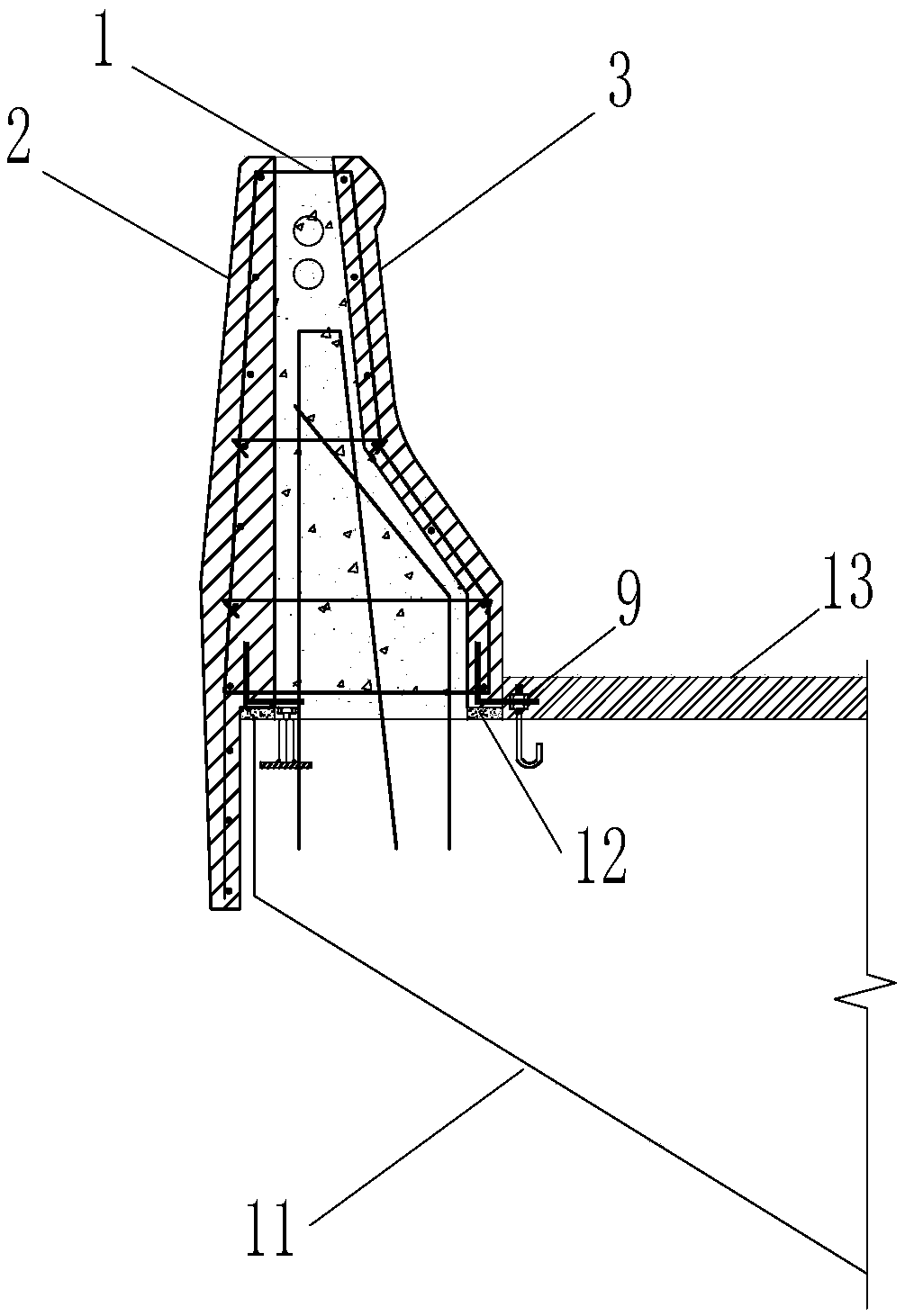Prefabricated laminated anti-collision wall for urban viaduct and construction method thereof