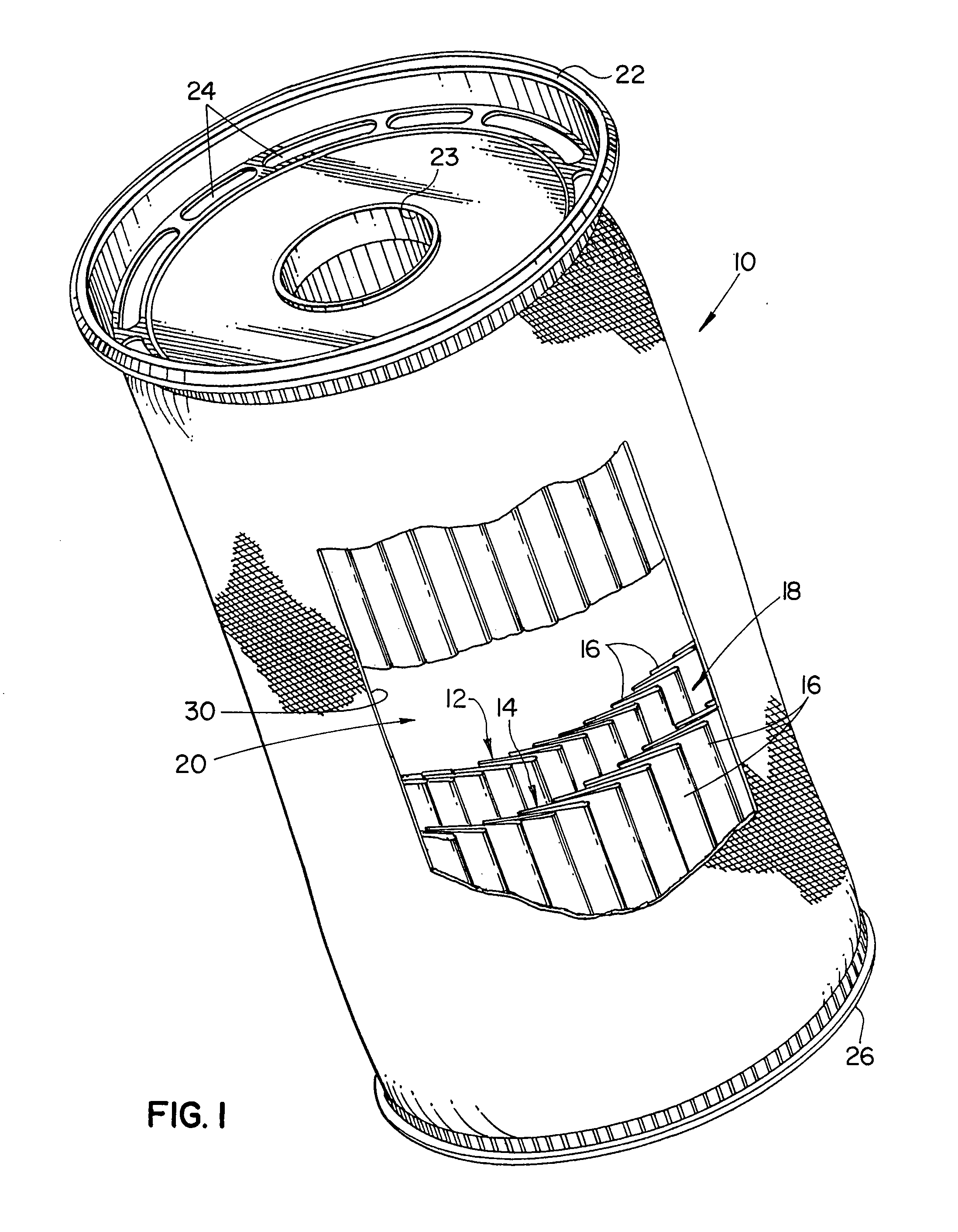 Circumferentially pleated filter assembly and method of forming the same