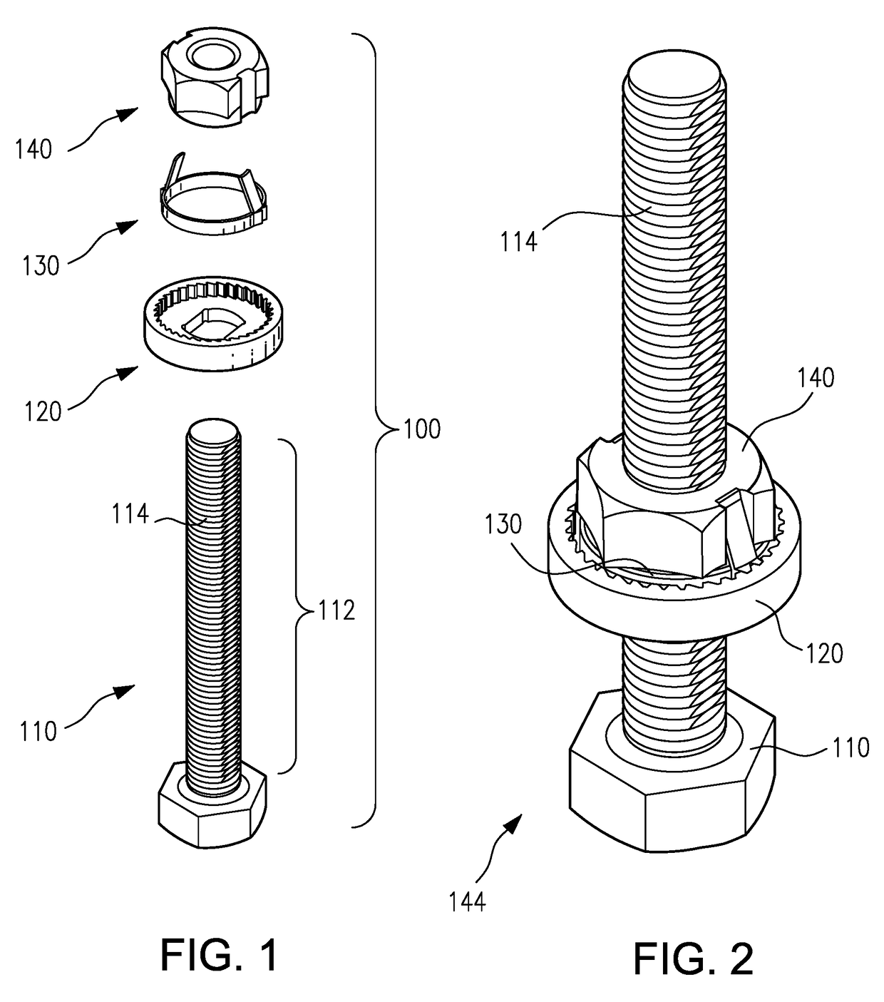 Locking fastener with deflectable lock