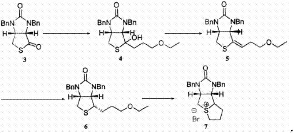 Method for preparing D-biotin bromide intermediate