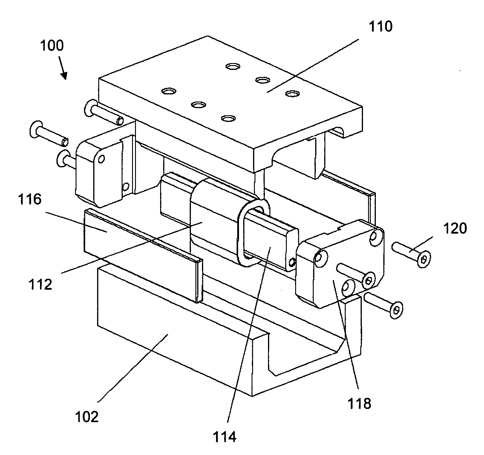 Linear stage including an integrated actuator and associated methods