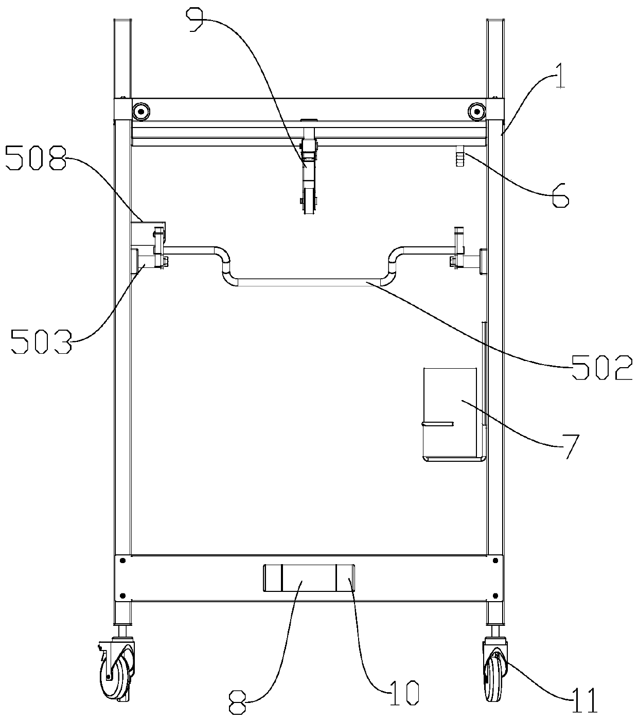 Hand-pulled cart for carrying cleaning frame of medical cleaning machine