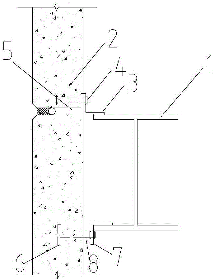 Connection structure of fabricated steel structure building enclosure outer wall and H-shaped steel beam