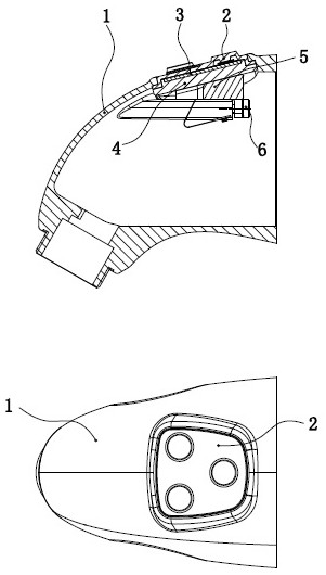 Wedge-shaped locking and sealing structure of camera handle