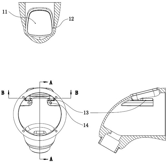 Wedge-shaped locking and sealing structure of camera handle