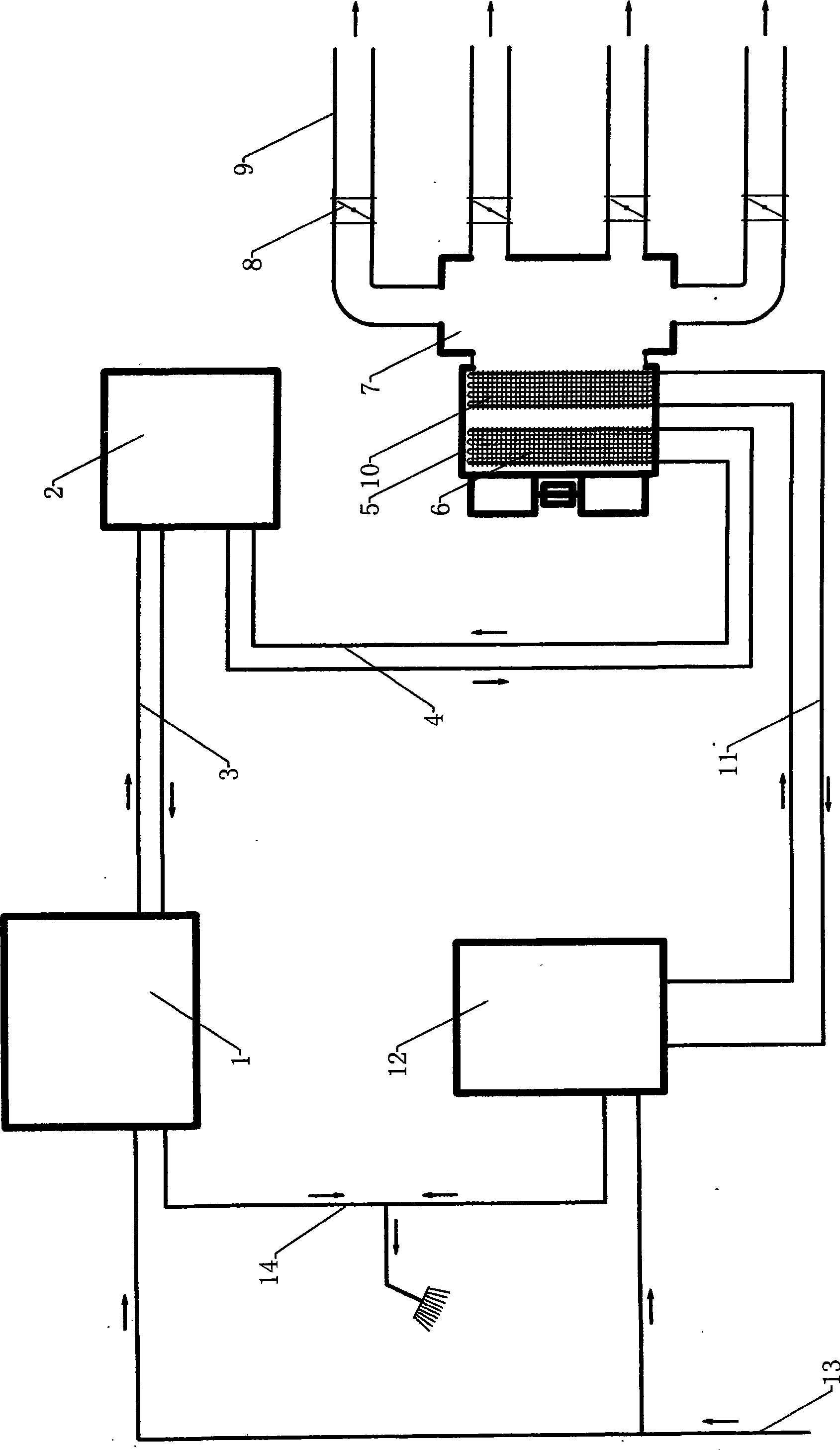 Residential water-cooled water-circulation duct type central air conditioning system