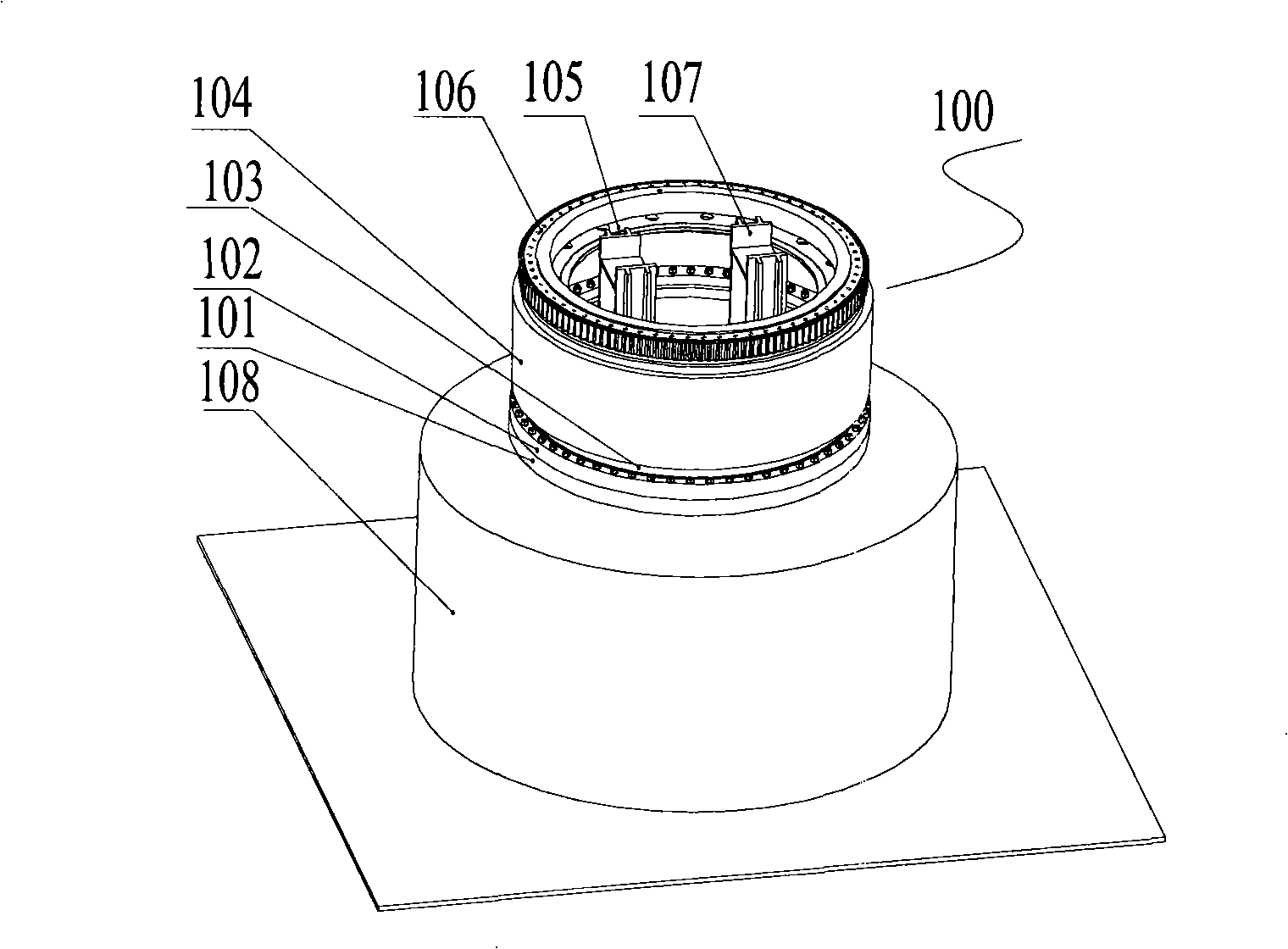 Fan yawing test mechanism and fan set testing bench