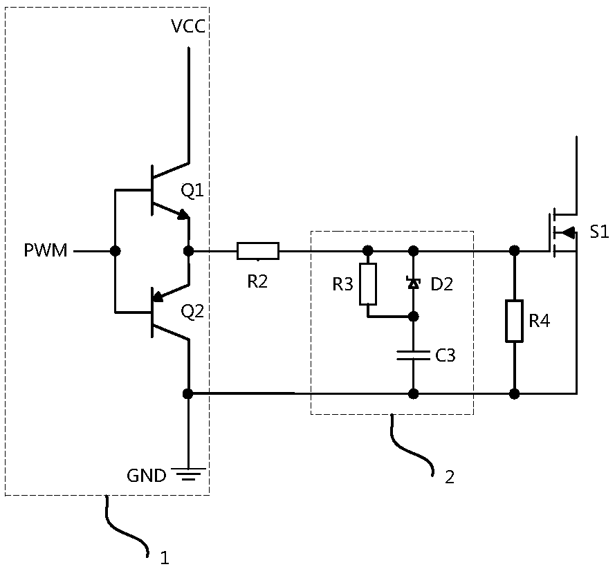 A MOS transistor driving circuit for suppressing a driving voltage spike