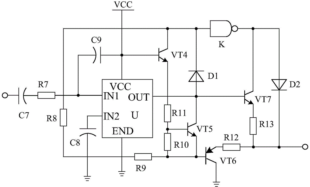 Low-noise high-frequency converter based on surging current limitation