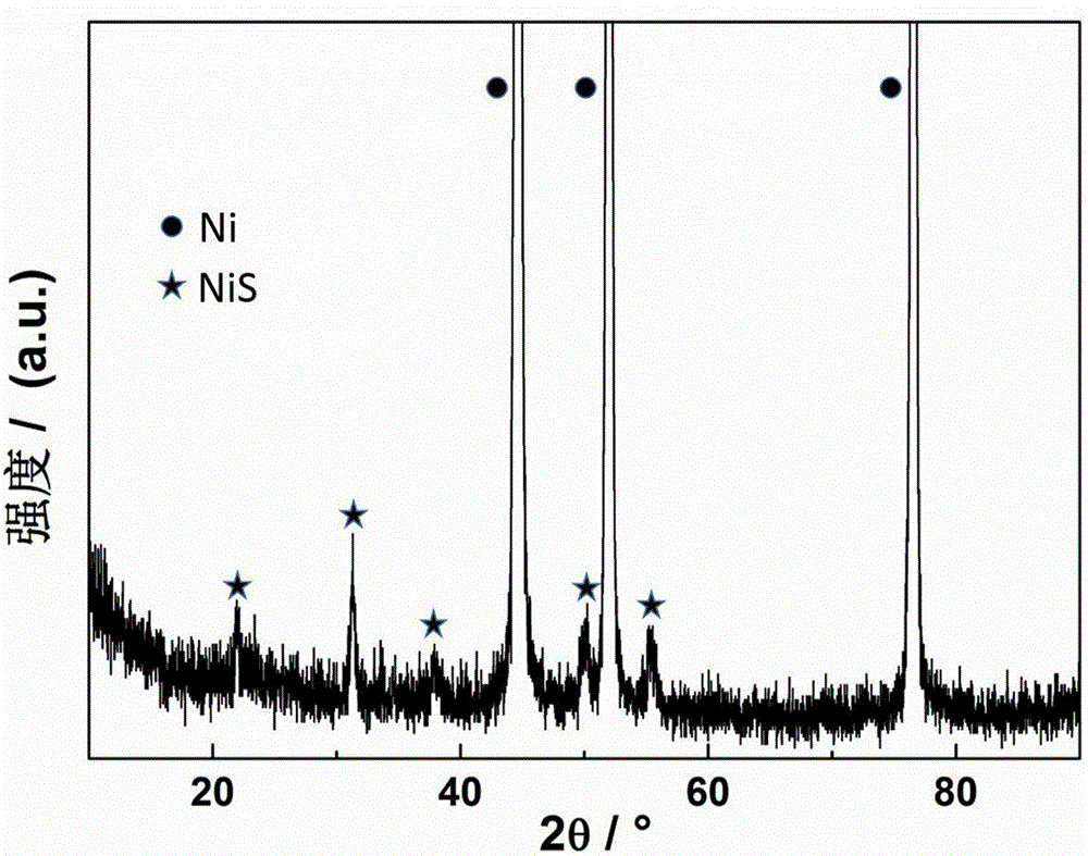 Lithium ion battery cathode material NiS/Ni and preparation method thereof