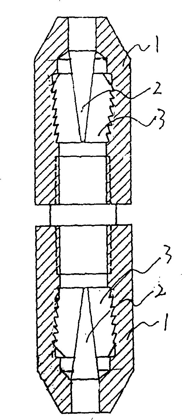 Double-end expansion meshing-body pile-connecting fastener and prefab