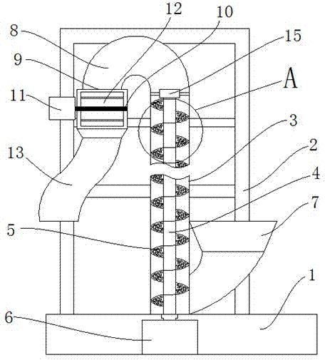 Conveying device for conveying powdery raw material