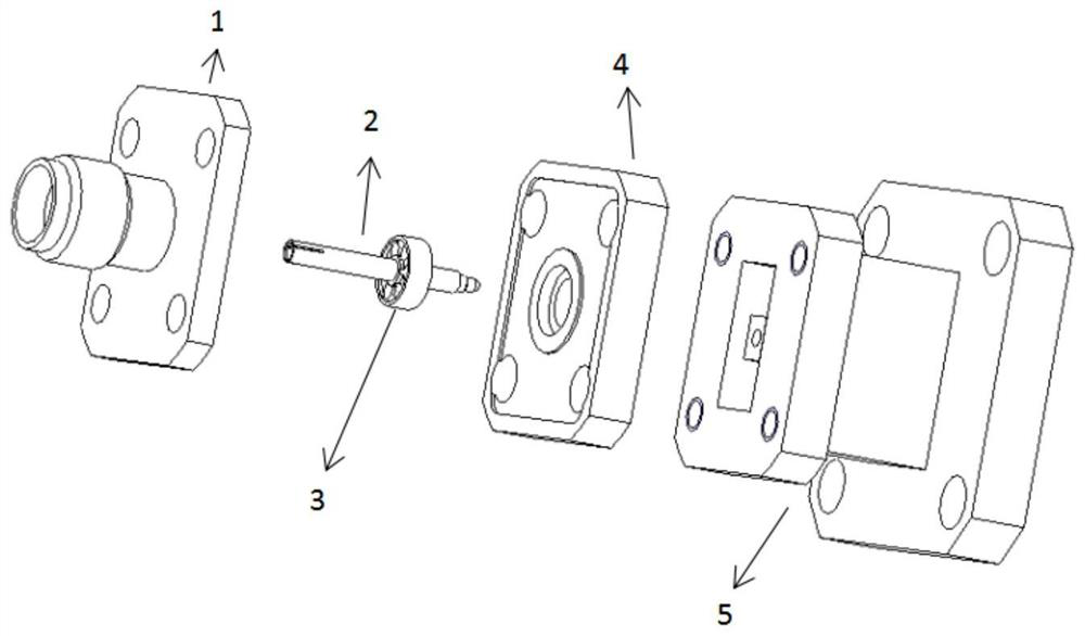 High-performance full-band horizontal outlet waveguide coaxial converter