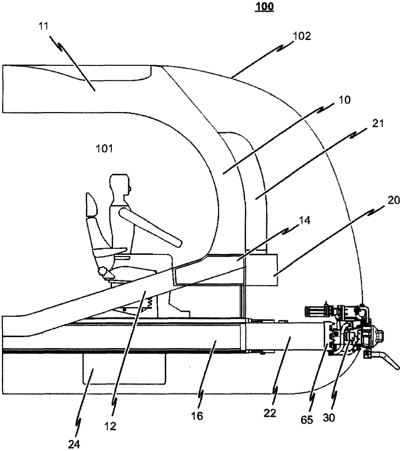Vehicle front-end for mounting to the front face of a track-bound vehicle, in particular a rail vehicle