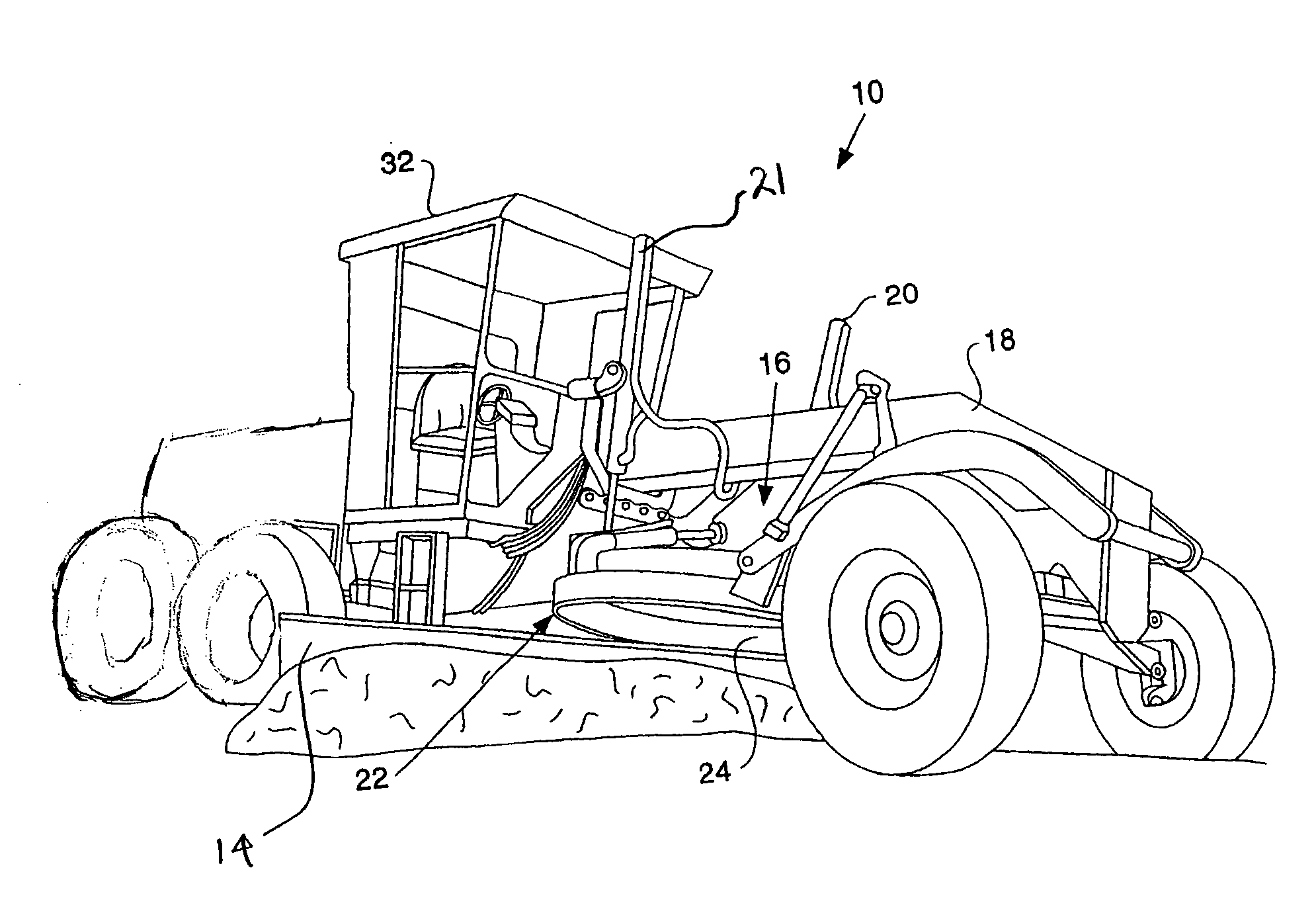 Motor grader and control system therefore