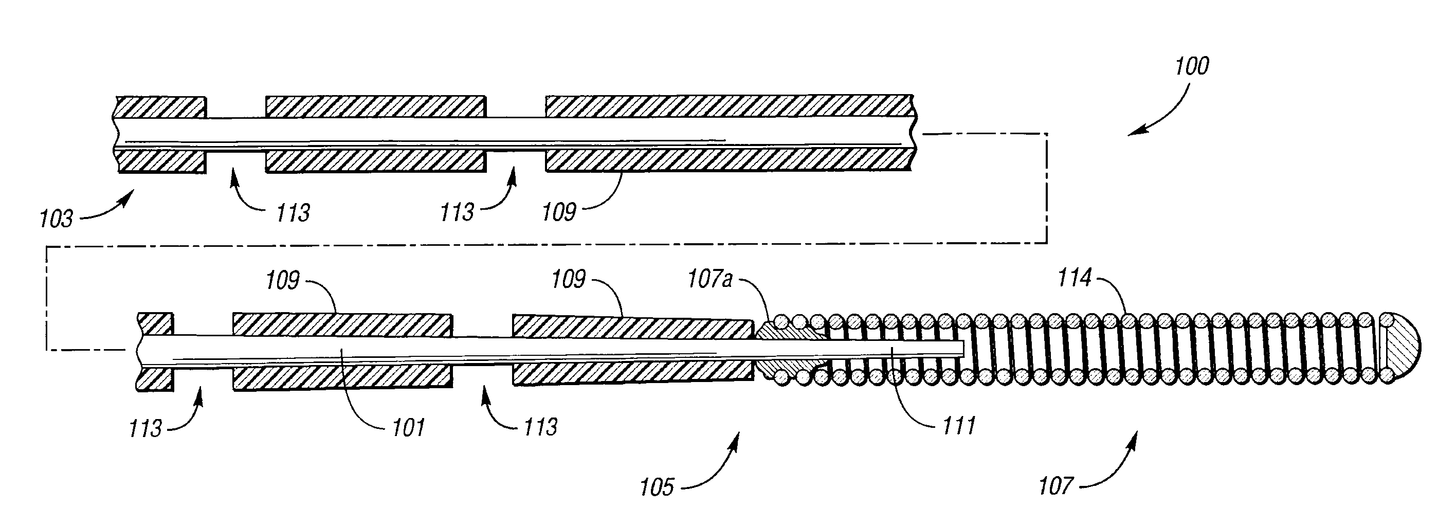 Low friction coated marked wire guide for over the wire insertion of a catheter