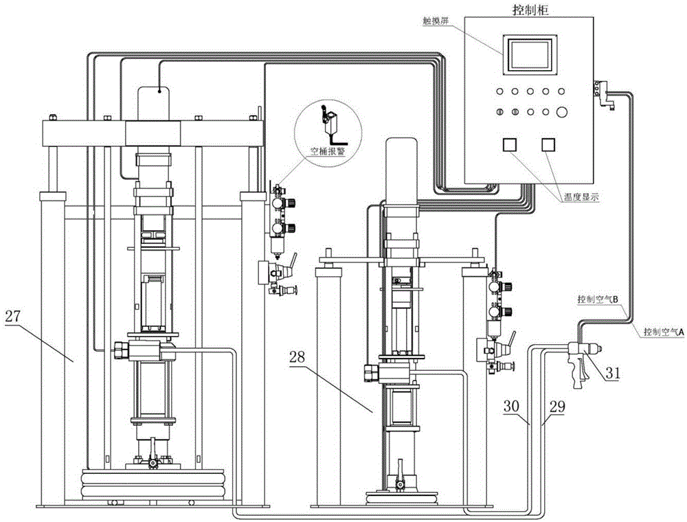 A two-component glue coating equipment