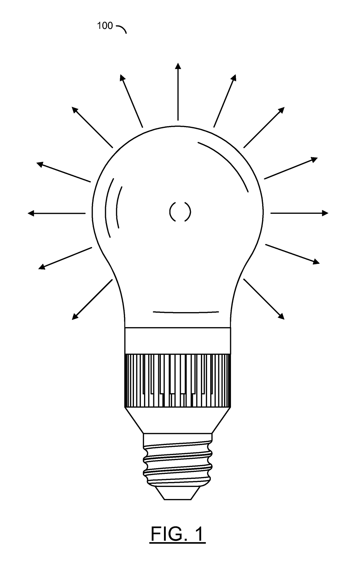LED lightbulb minimizing LEDs for uniform light distribution