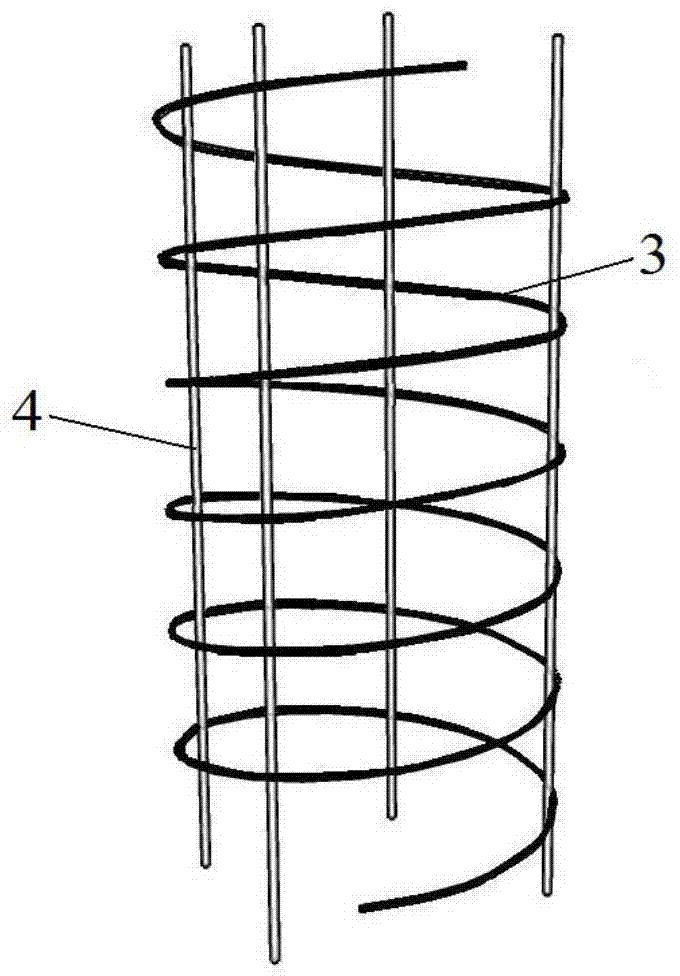Steel-encased concrete steel column with built-in spiral stirrup