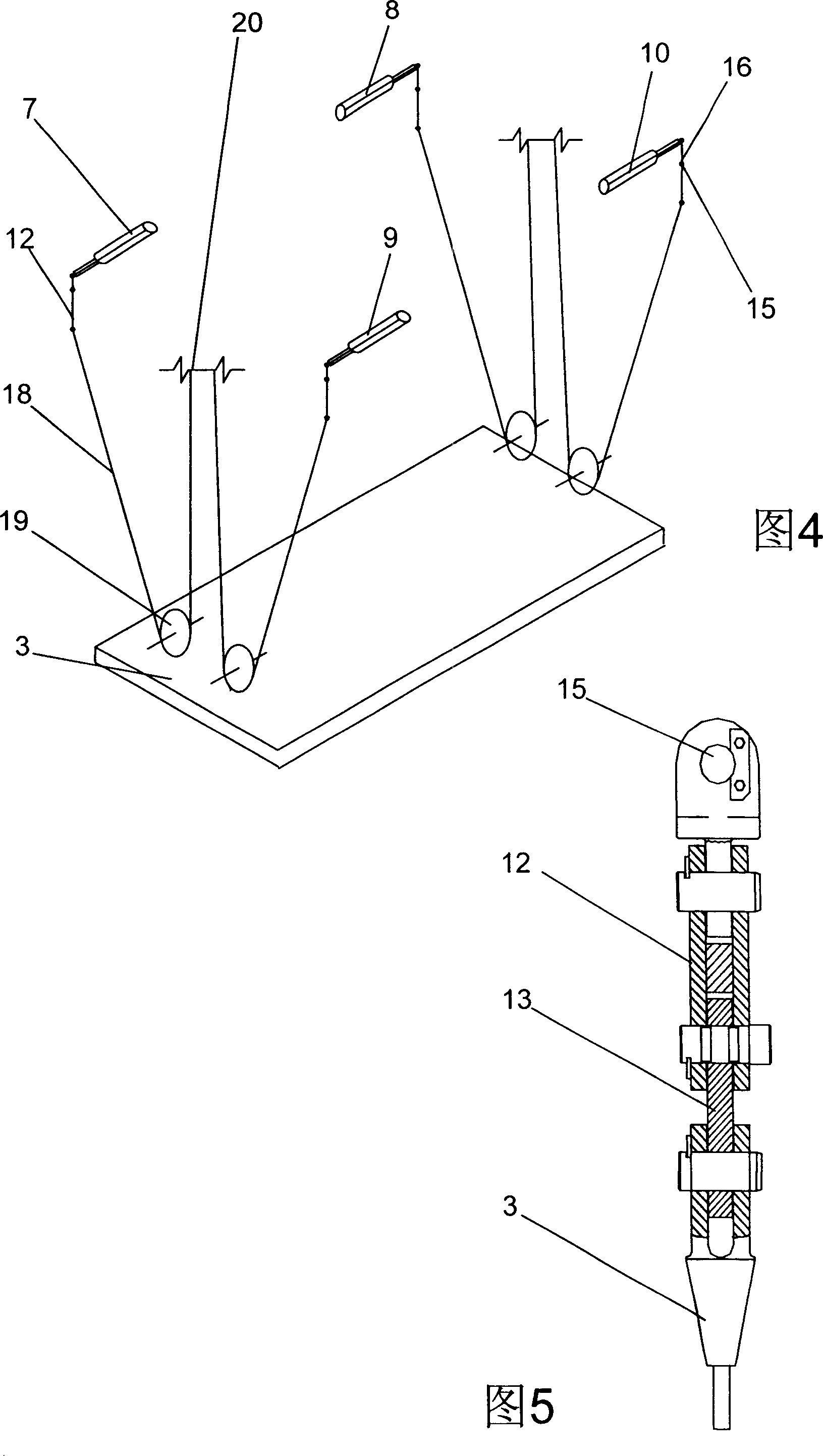 Translational device for crane slings