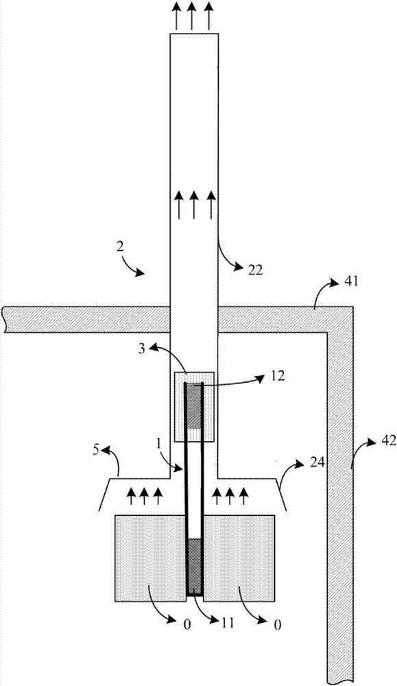 Passive exhaust device with storage batteries at intervals