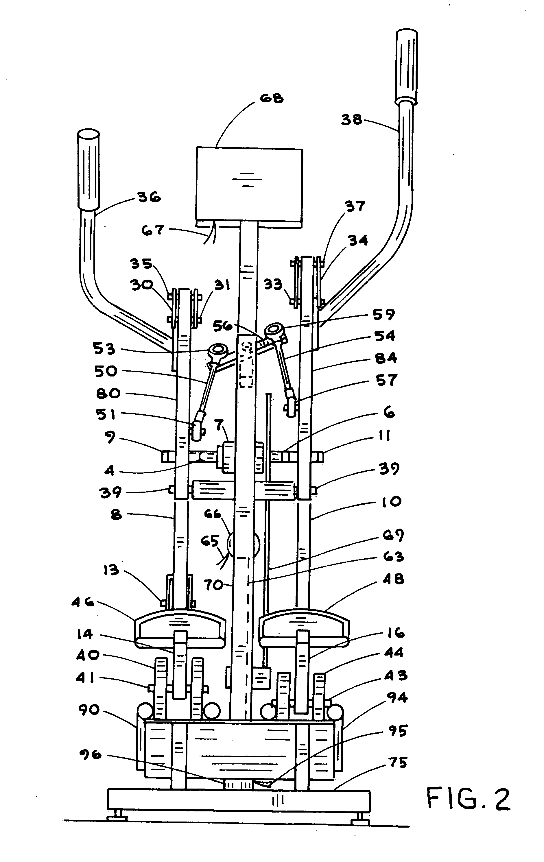 Free track elliptical exercise apparatus