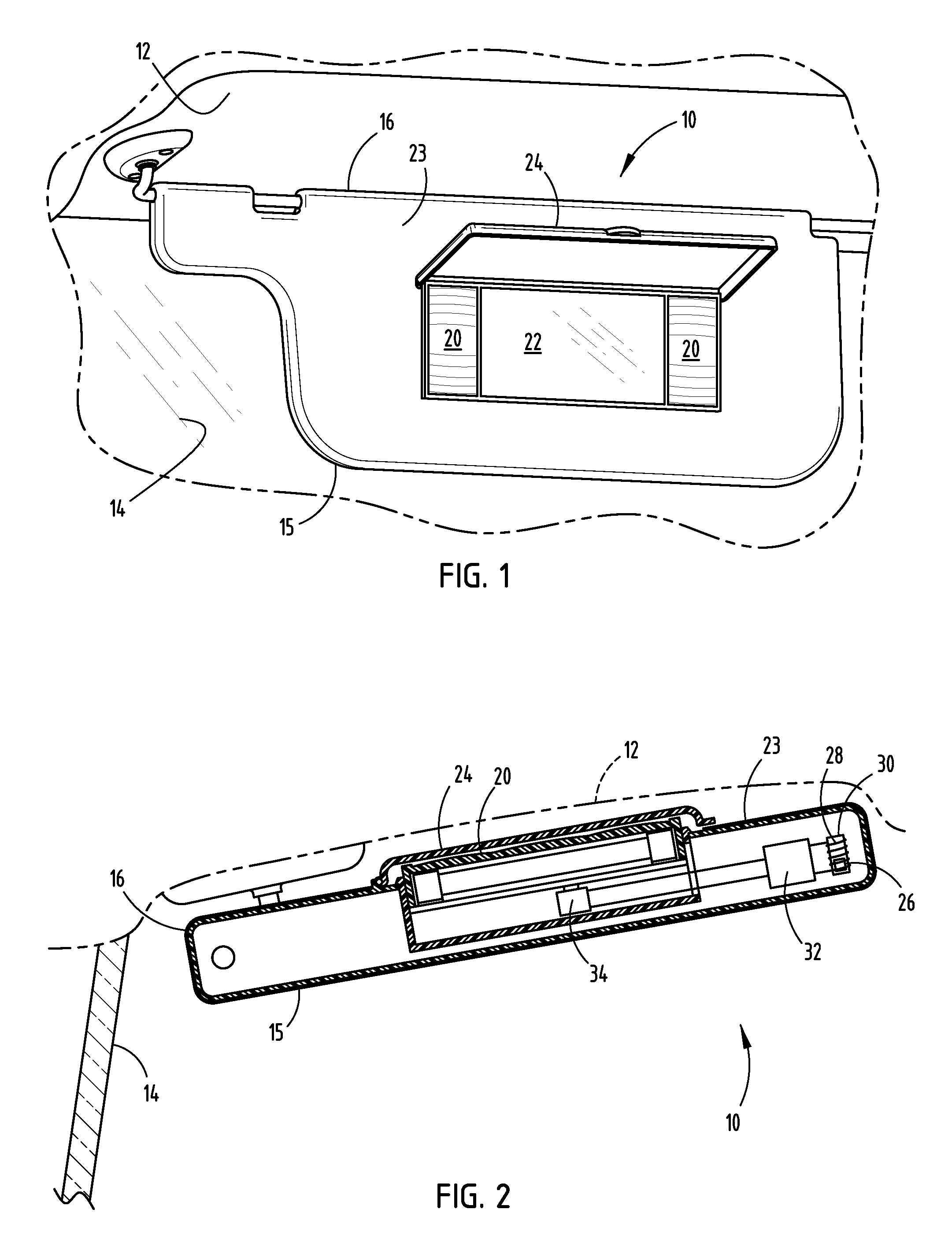 Vehicle sun visor with illumination powered by kinetic motion