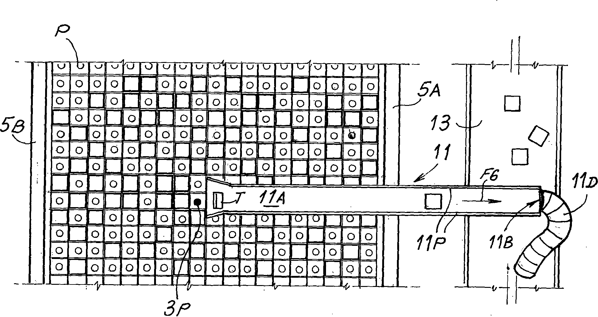 A machine and a method for filling containment panels with tiles to form mosaic patterns