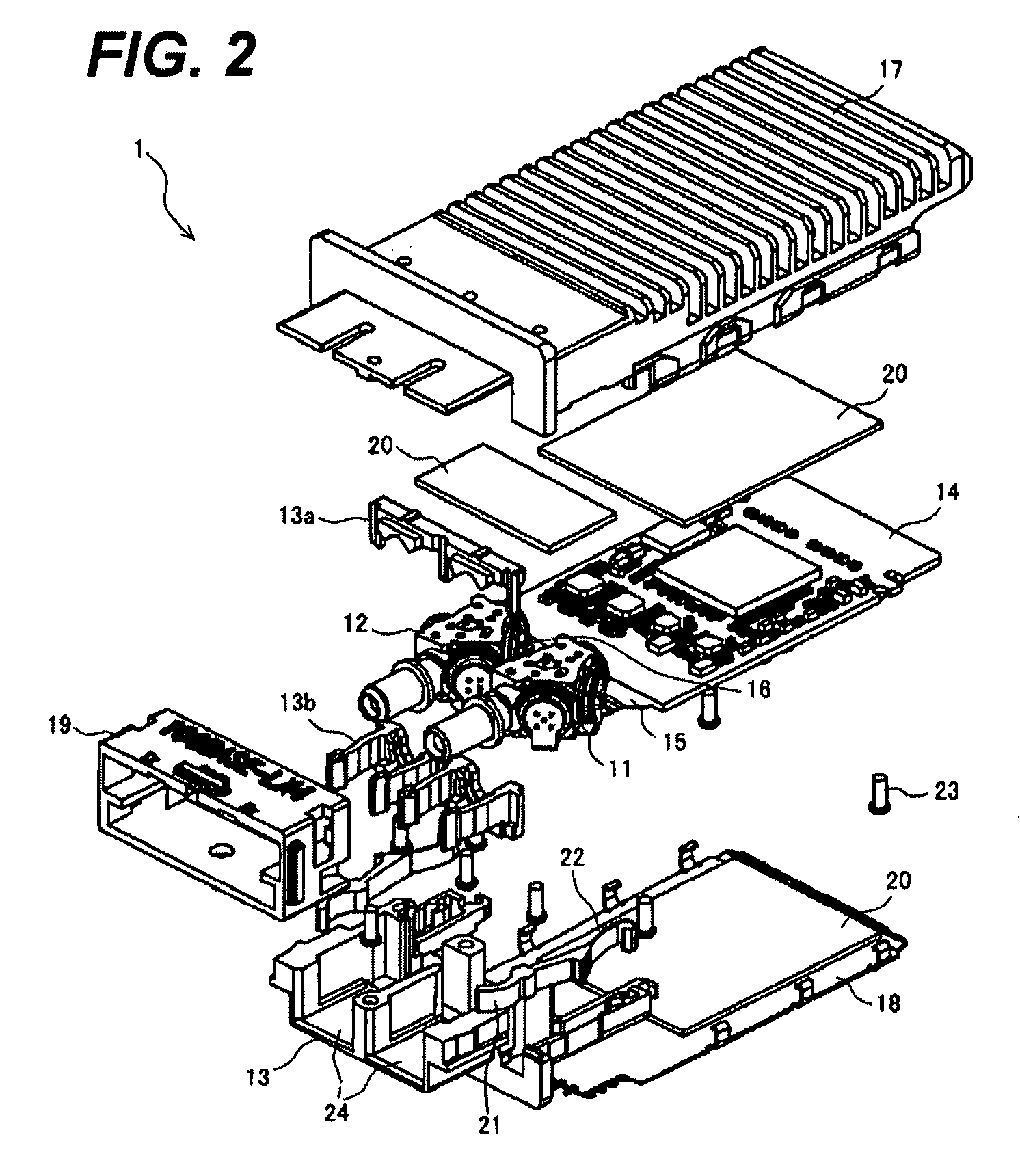 Optical transceiver with a plurality of optical subassemblies electrically connected by integrated FPC board with a substrate
